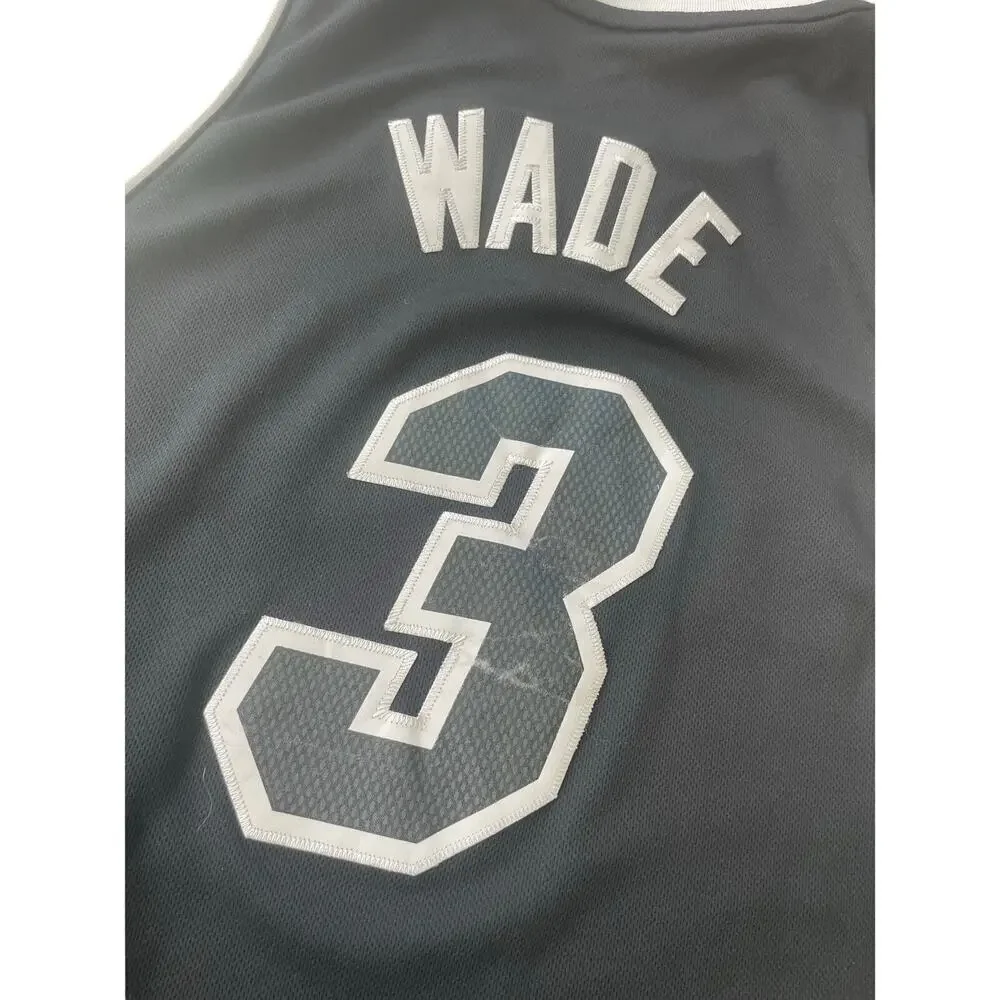 ADIDAS NBA MIAMI HEAT JERSEY DWYANE WADE SPECIAL EDITION BLACK OUT STITCHED SZ L